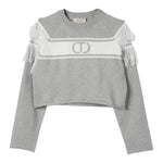 TWINSET maglia girocollo tinta unita con frange Grigio per Bambina 242GJ3163X GRIGIO TWINSET 