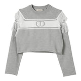TWINSET maglia girocollo tinta unita con frange Grigio per Bambina 242GJ3163X GRIGIO TWINSET 