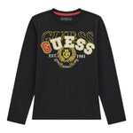 Guess Shirt Girocollo Tinta Unita con Logo per Bambino L5RI03K8HM4 NERO GUESS 