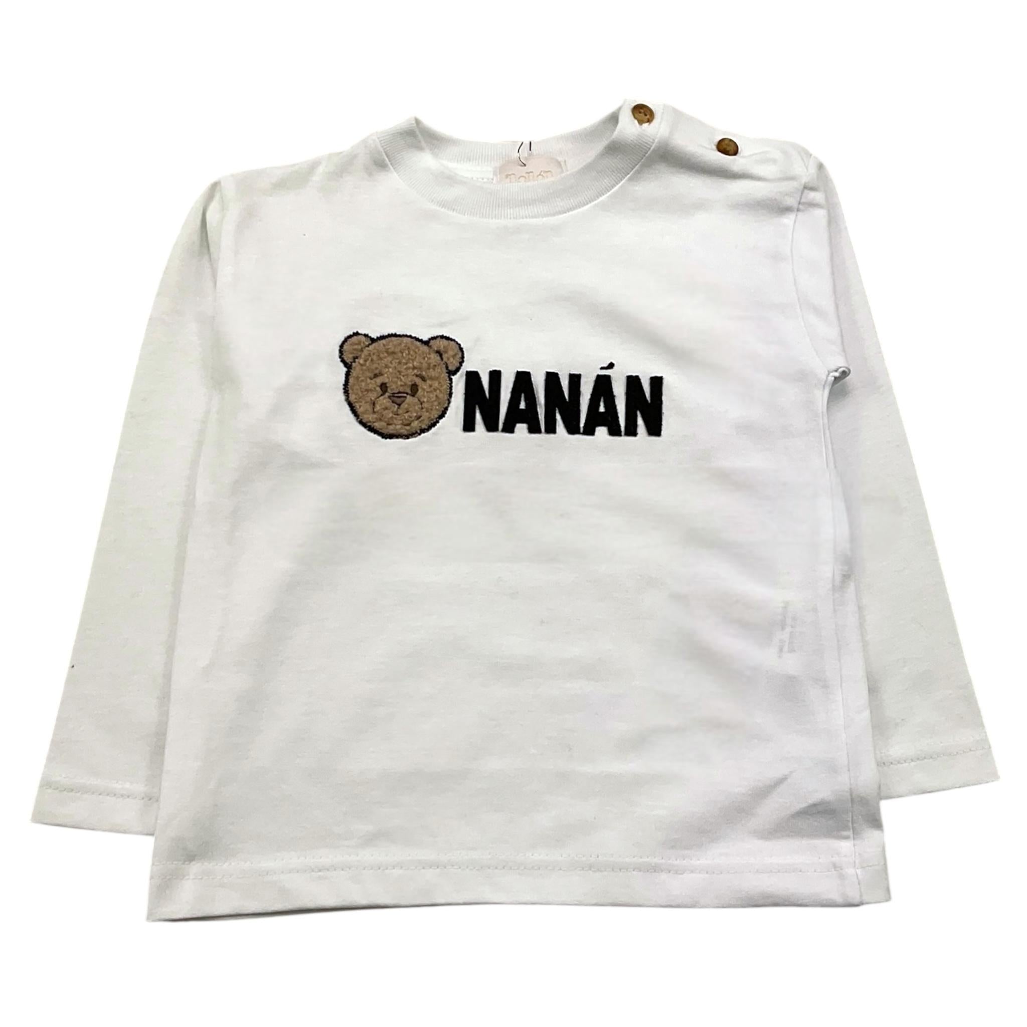NANAN shirt gircollo tinta unita con stampa logo Bianco per Neonato I2423712B BIANCO NANAN 