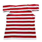 Manila Grace Top Bicolore con Fantasia A Righe per Bambina 102TMJS25 BIANCO/ROSSO MANILA GRACE 