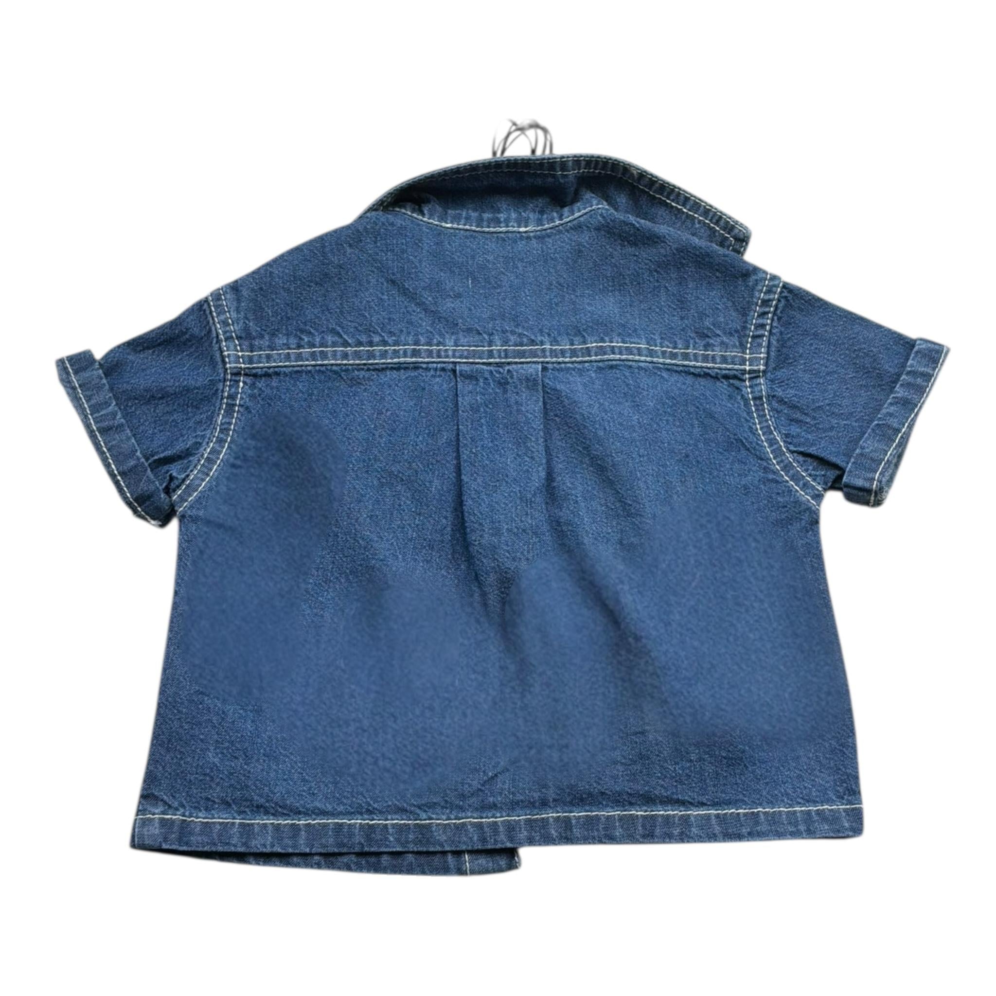 Moschino Camicia In Denim Mezza Manica Tinta Unita per Neonato MUC01K BLU MOSCHINO 