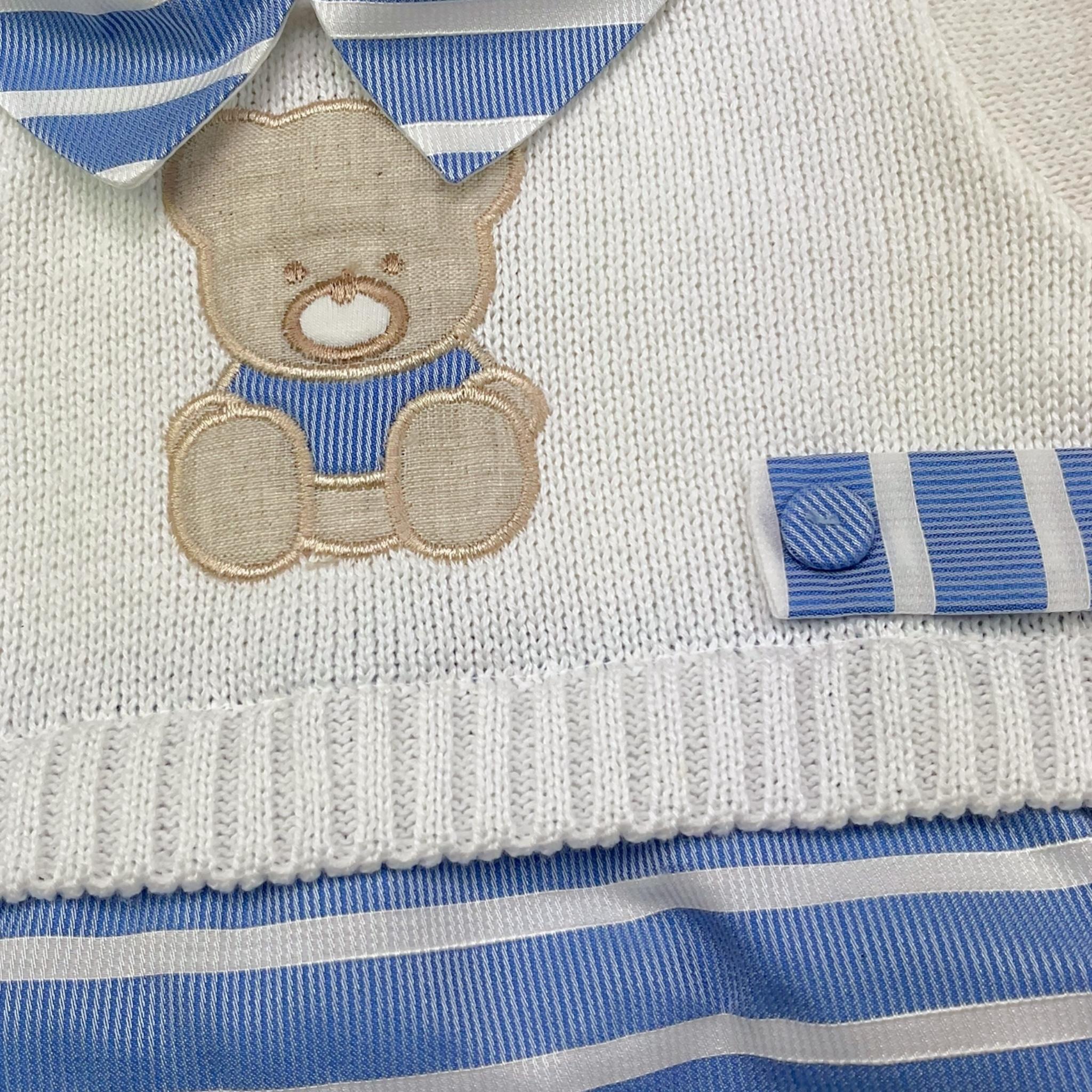 La Sartoria Dei Piccoli Pagliaccetto Bicolore con Stampa per Neonato LP004 BIANC/BLU LA SARTORIA DEI PICCOLI 