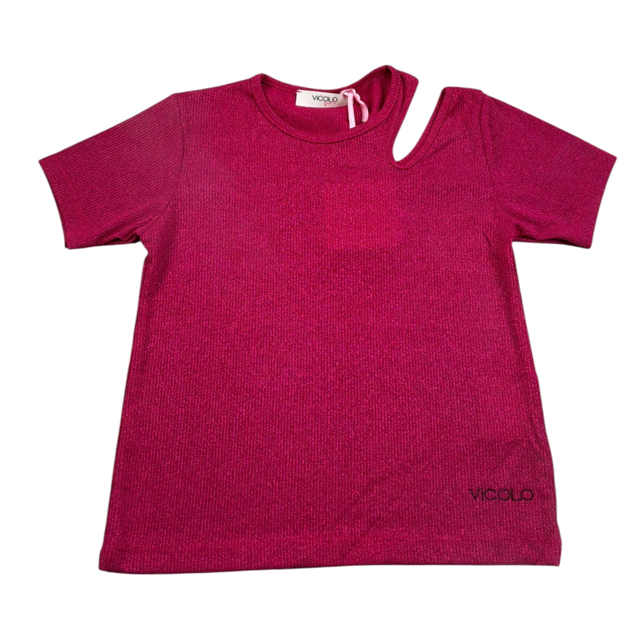 Vicolo T-Shirt tinta unita con Logo Viola per Bambina 3146M200124 VIOLA VICOLO 