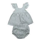 Babidu Completo 2 Pezzi Camicia-Coulotte Fantasia A Righe per Neonata 93409 VERDE BABIDU 