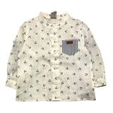 Marlu' Camicia Manica Lunga Tinta Unita Con Stampe Ancora Panna Per Neonato