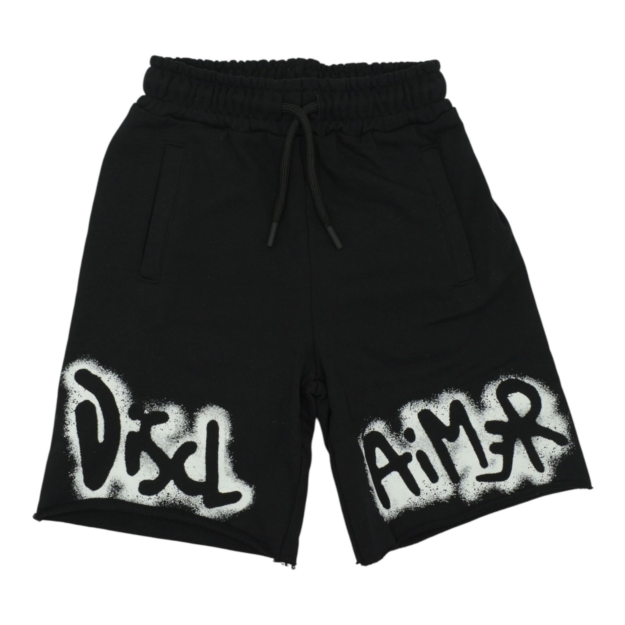 Disclaimer Bermuda tinta unita con Stampa Nero per Bambino 25EDK58412X NERO DISCLAIMER 