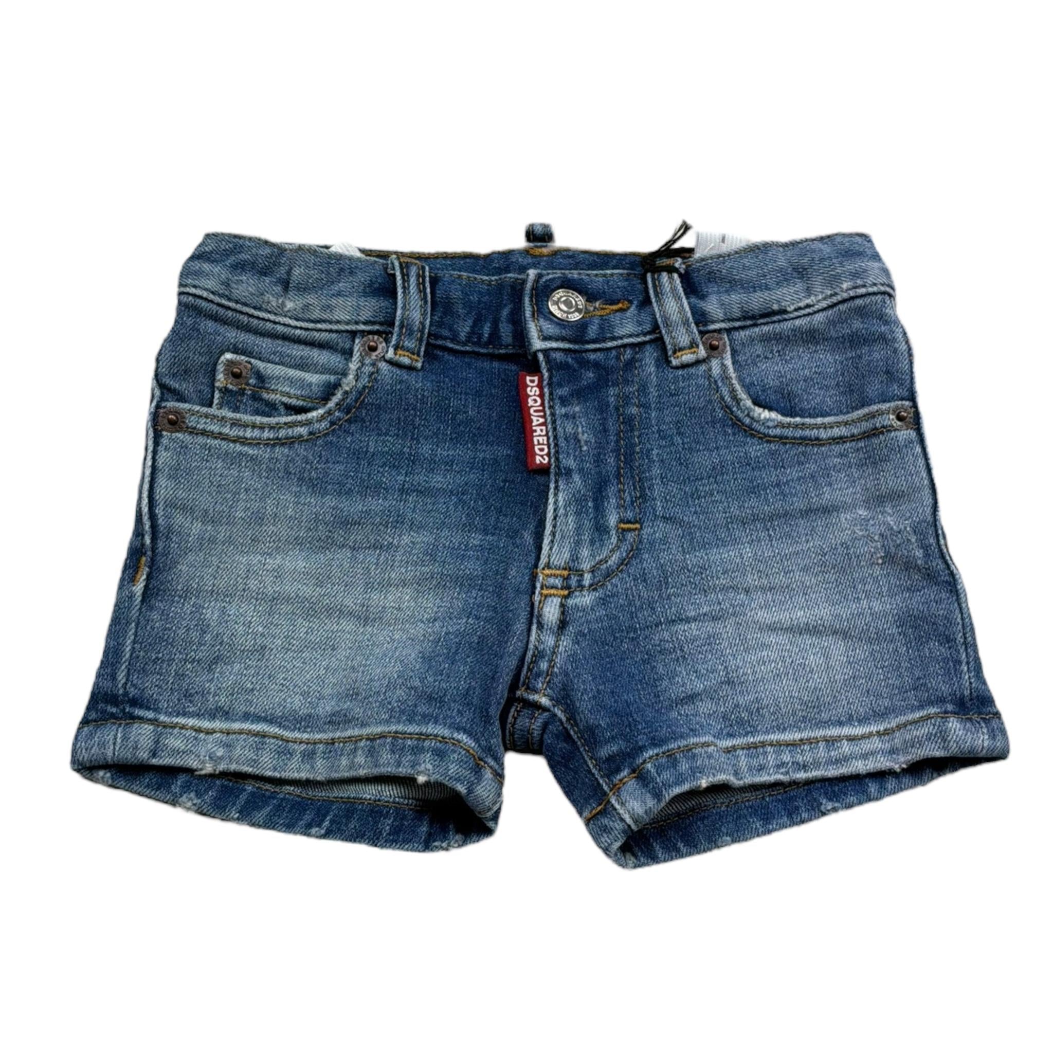 Dsquared2 Bermuda Tinta Unita In Denim per Bambino DQ00WG BLU DSQUARED2 