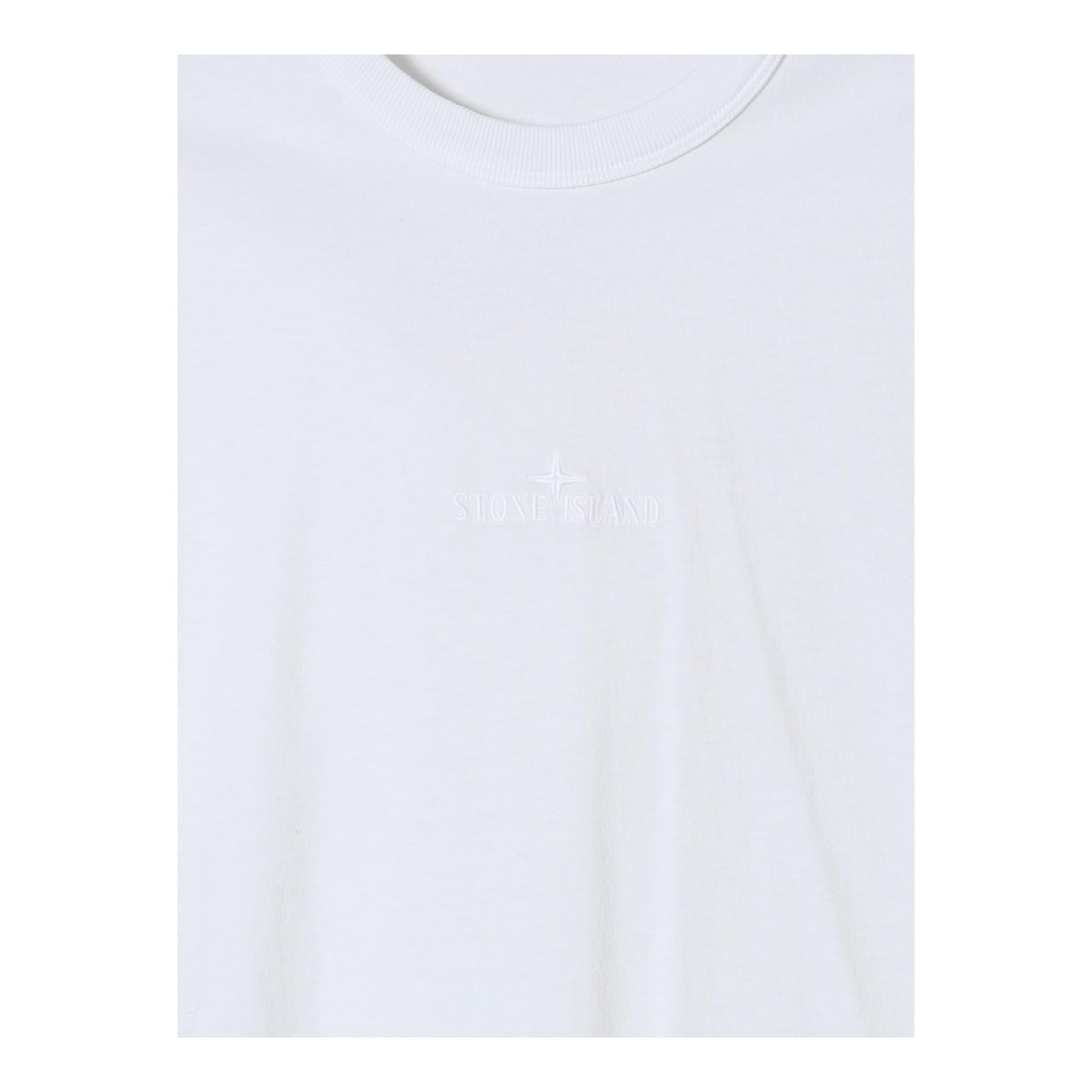 Stone Island T-Shirt Girocollo Tinta Unita con Logo per Neonato K1S162100007 BIANCO STONE ISLAND 