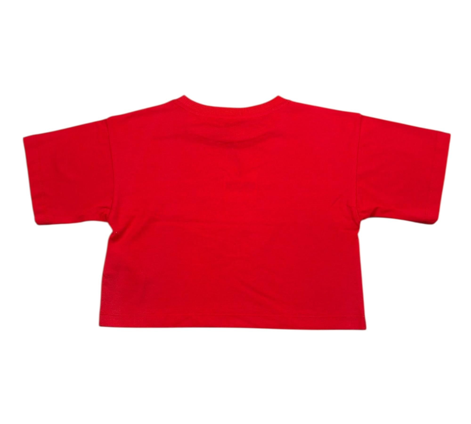 Moschino T-Shirt Modello Crop Tinta Unita con Stampa per Bambina HDM06Y ROSSO MOSCHINO 