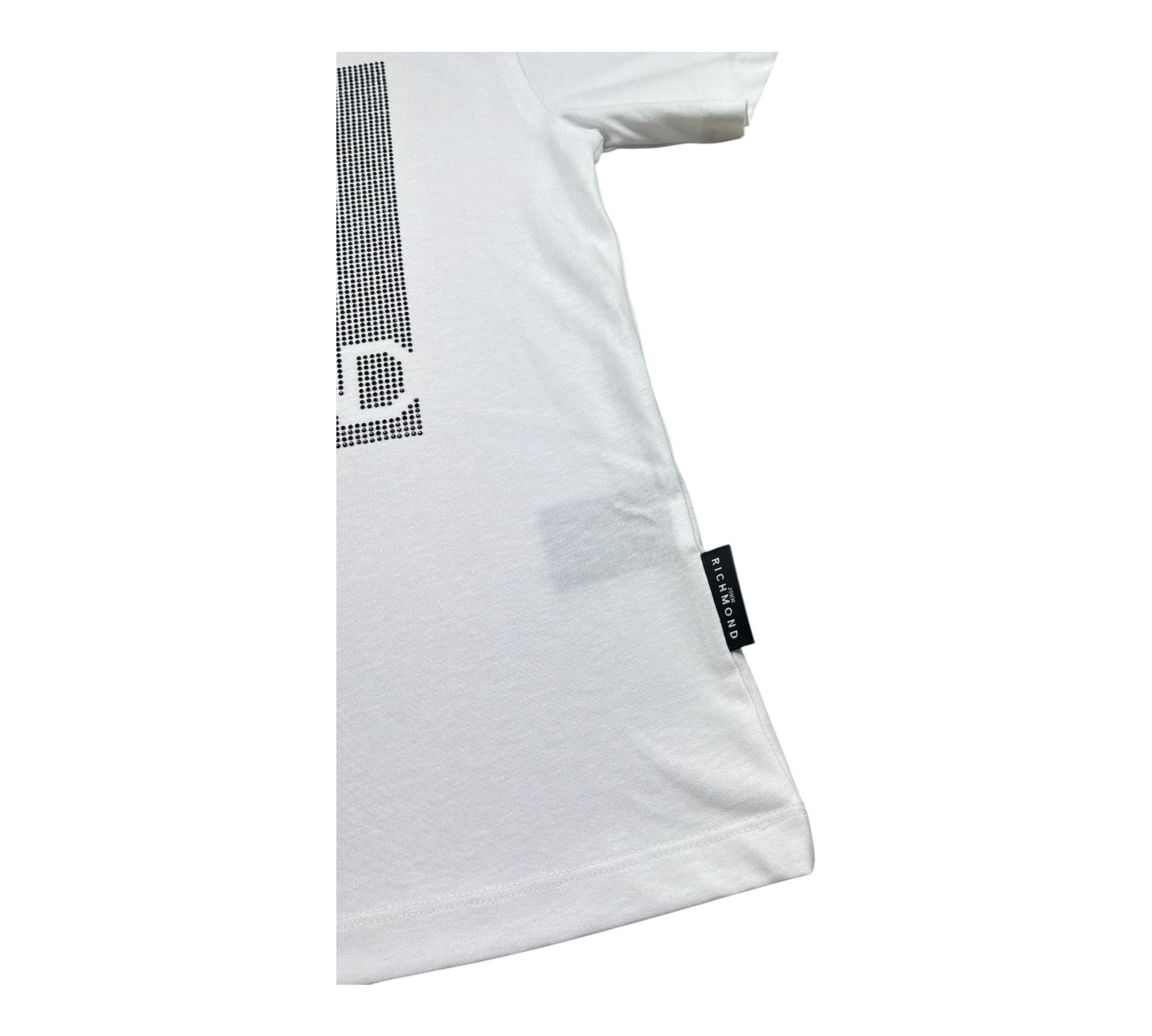 John Richmond T-Shirt Girocollo Tinta Unita con Brillantini per Bambina RGP26207TS BIANCO JOHN RICHMOND 