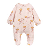 Play Up Tutina Manica Lunga Tinta Unita Con Stampe Rosa Per Neonata