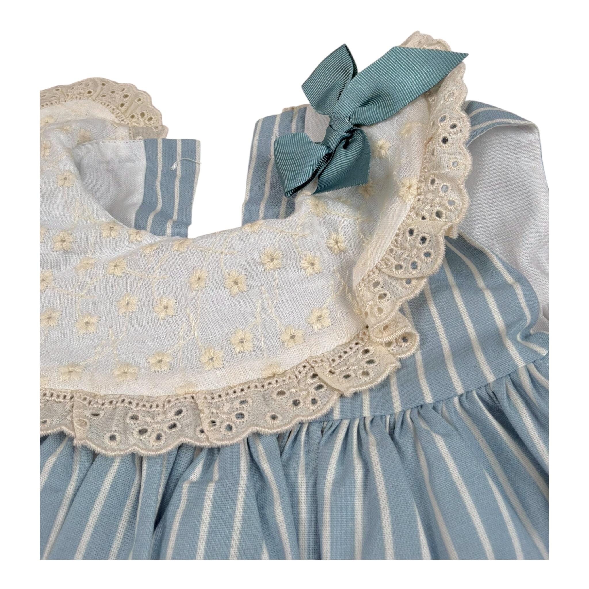 Valentina Bebes Set Abito-Coulotte Tinta Unita con Fantasia A Righe per Bambina LOVE8J AZZURRO VALENTINA BEBES 