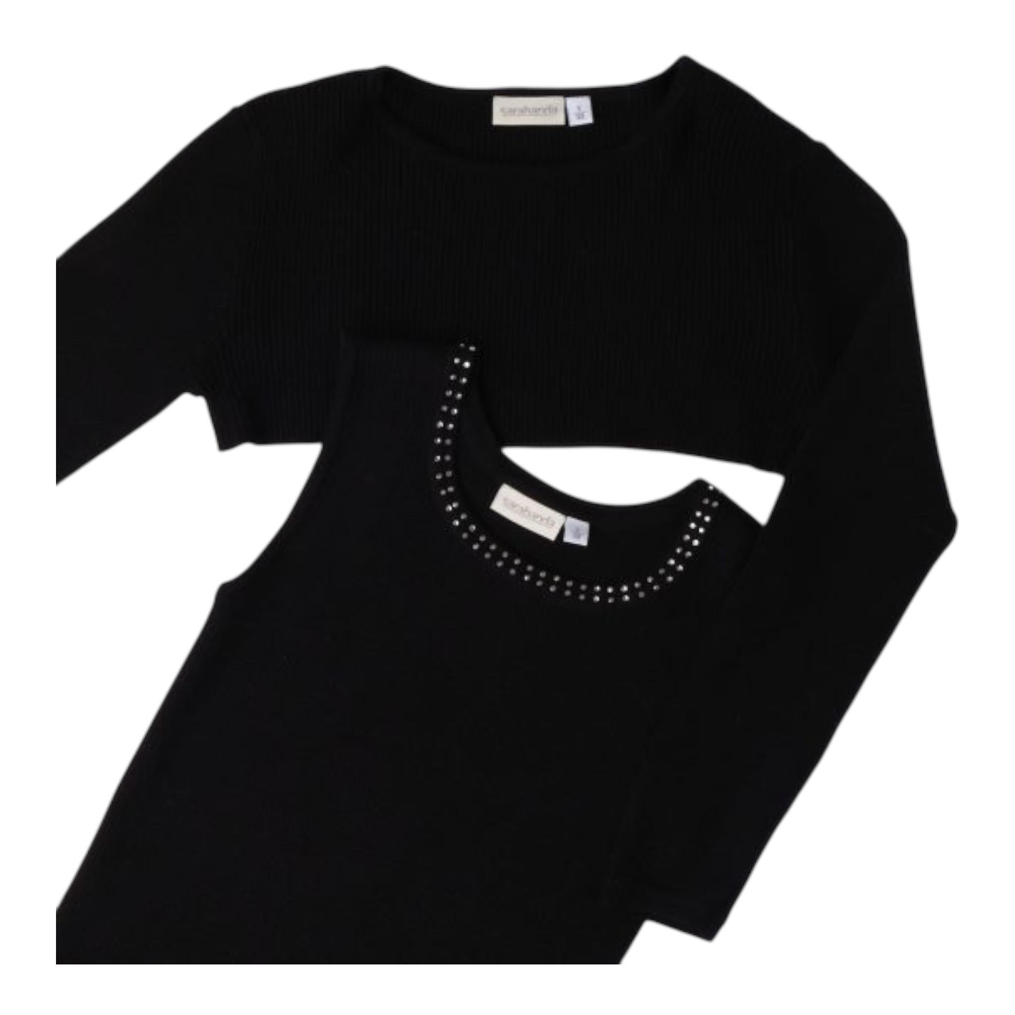 Sarabanda Set Abito-Coprispalle Tinta Unita per Bambina 0B573 NERO SARABANDA 