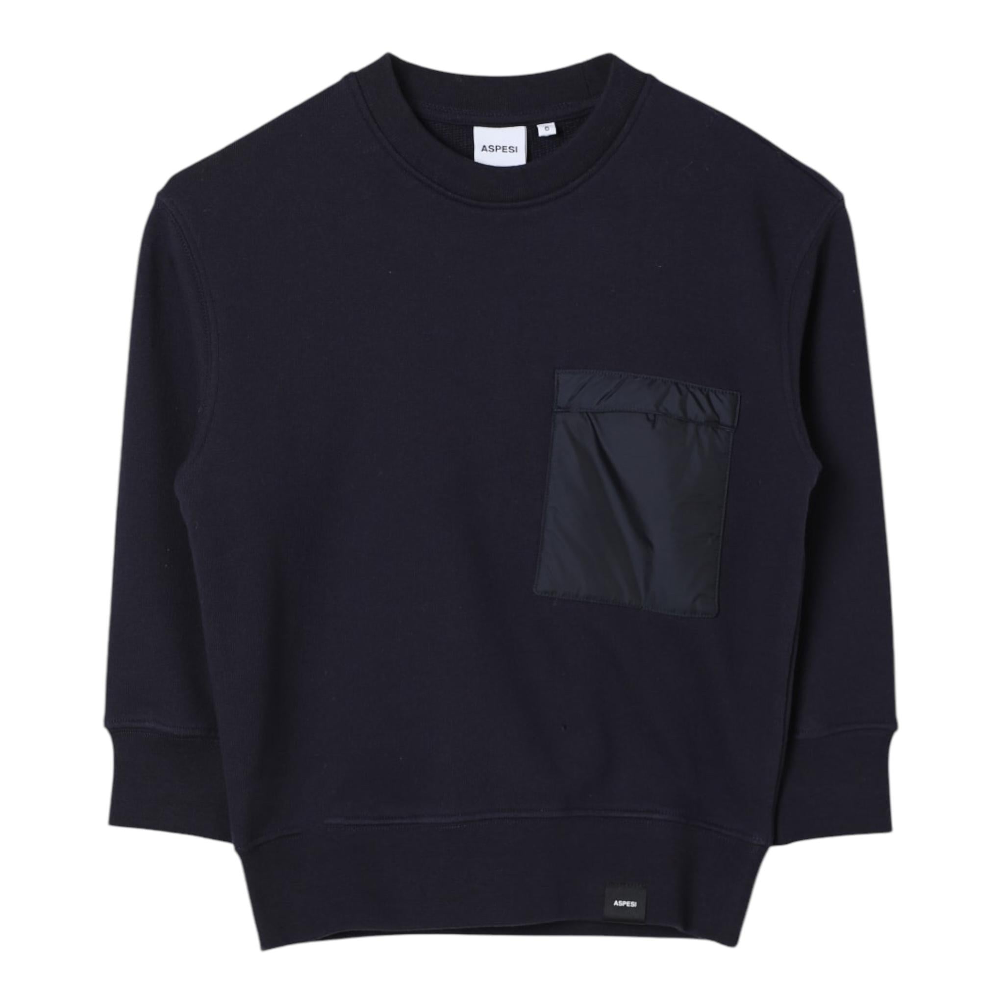 ASPESI felpa girocollo tinta unita con taschino Blu per Bambino F24038MFM0123 BLU ASPESI 