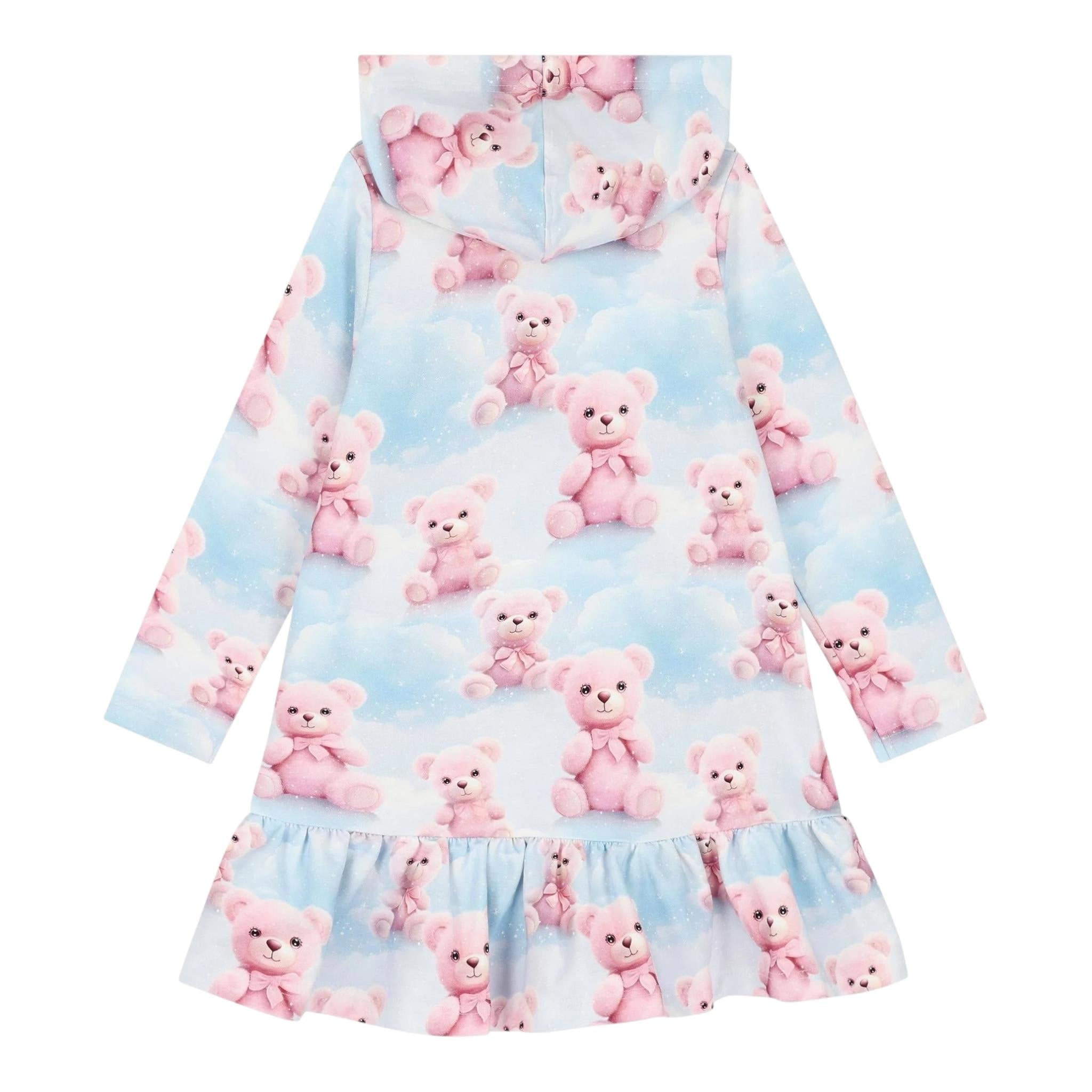 DAGA COLLECTION abito manica lunga con cappuccio stampe orsi Azzurro per Bambina M9803 AZZURRO DAGA COLLECTION 