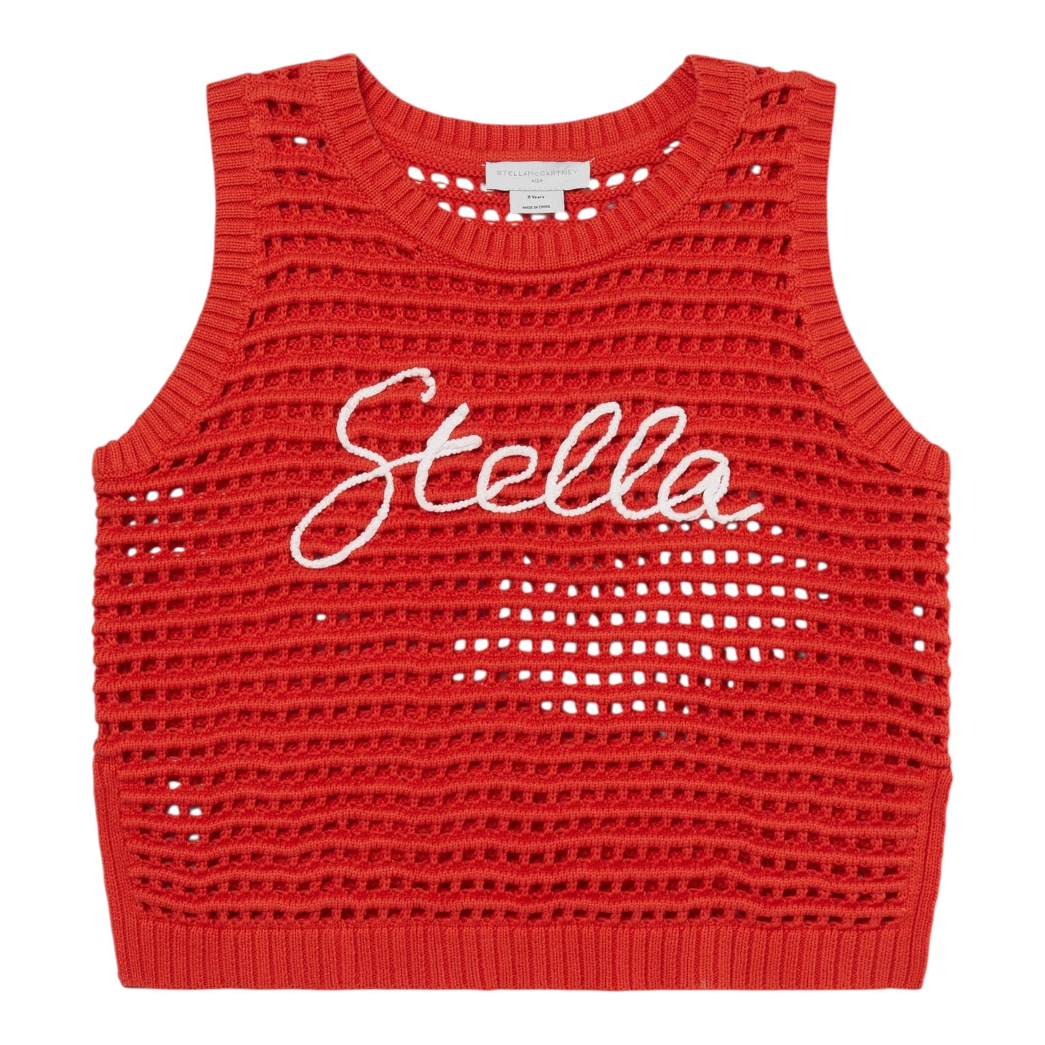 Stella Mccartney Maglia Giromanica Tinta Unita Traforata con Stampa per Bambina TW9A42 ARANCIONE STELLA McCARTNEY 