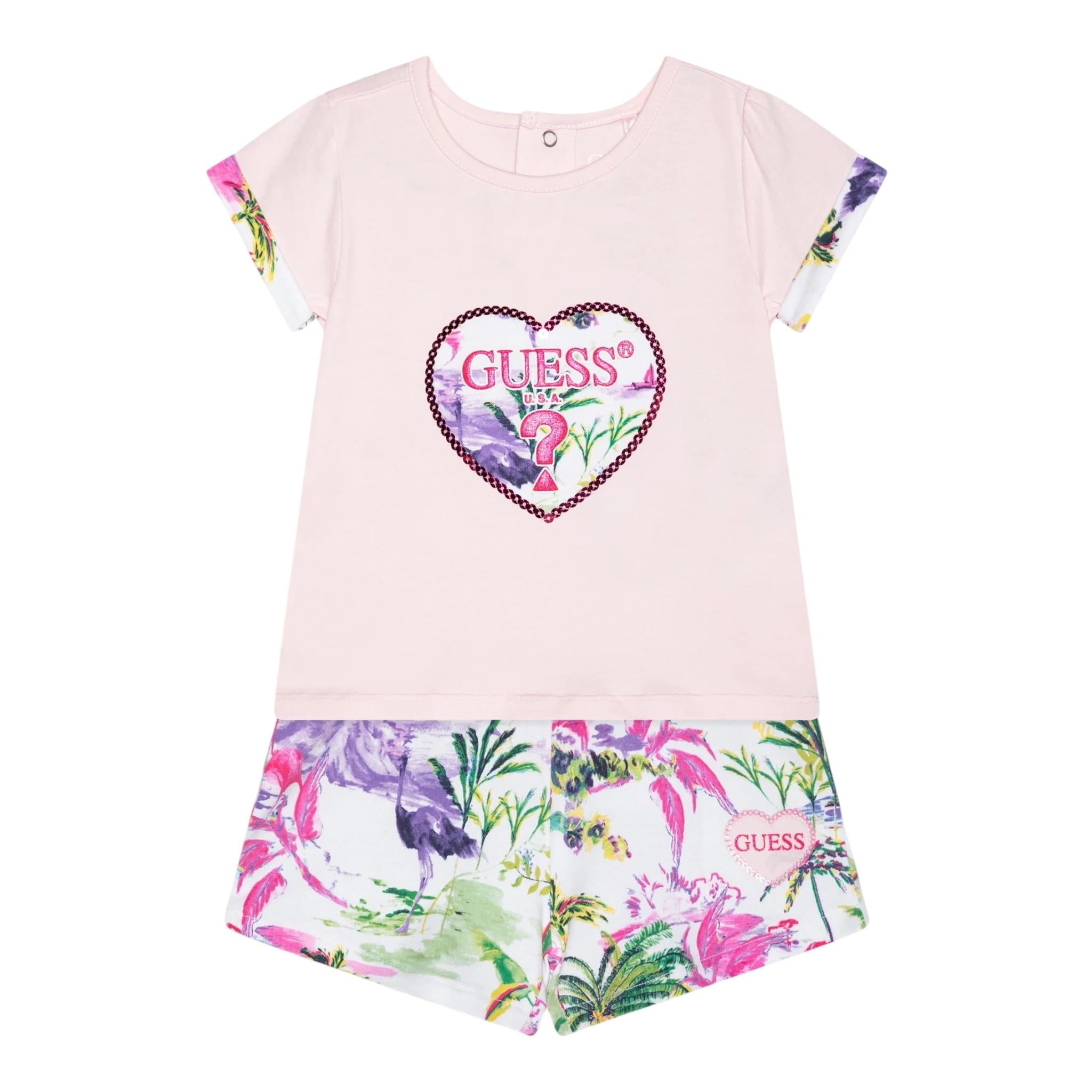 Guess Completo 2 Pezzi T-Shirt-Short per Neonata A4GG13K6YW3 ROSA GUESS 