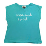 Dixie T-Shirt Tinta Unita Girocollo con Stampa per Bambina MBC6030G50 VERDE ACQUA DIXIE 