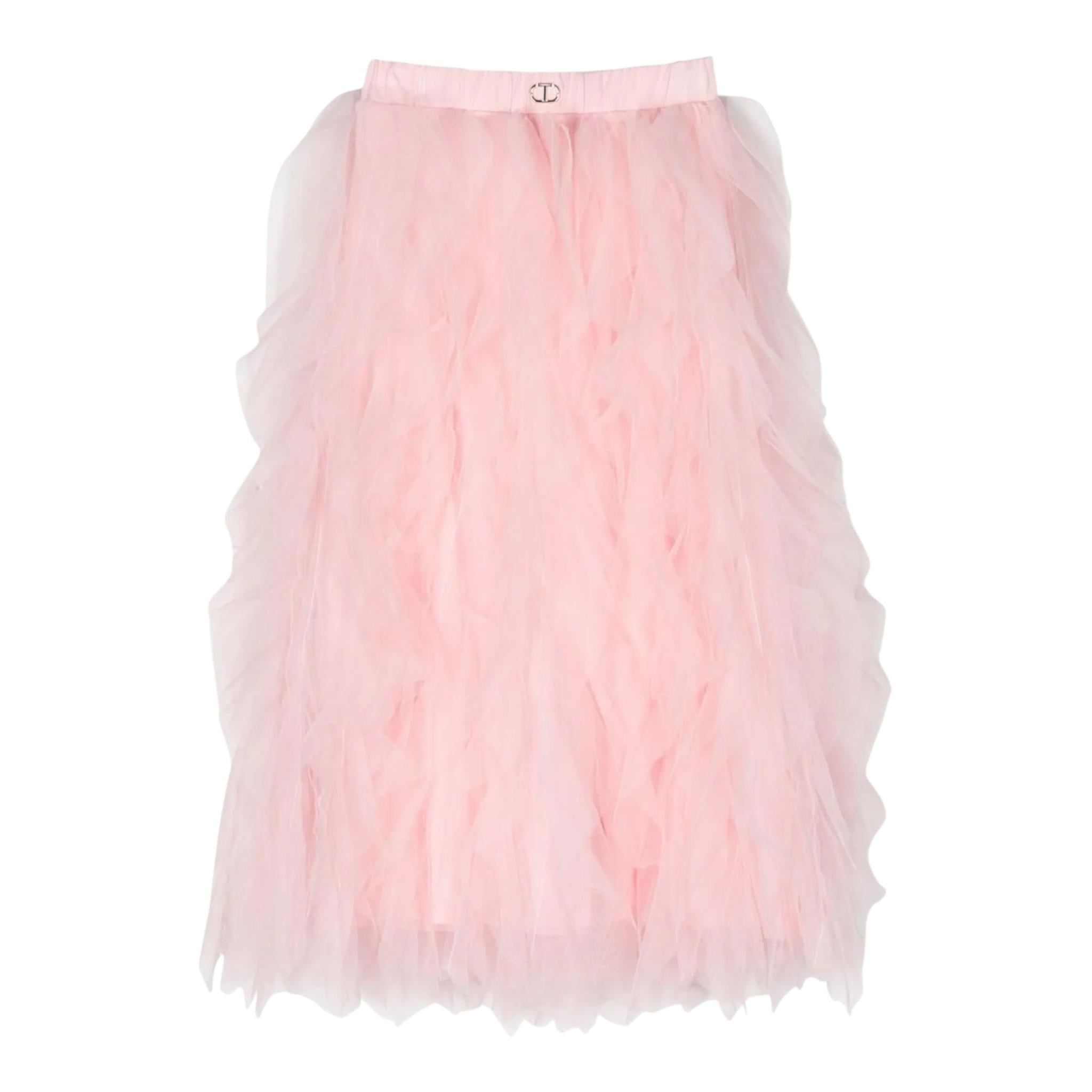 Twinset Gonna Tinta Unita con Tulle per Bambina 231GJ2Q8B ROSA TWINSET 