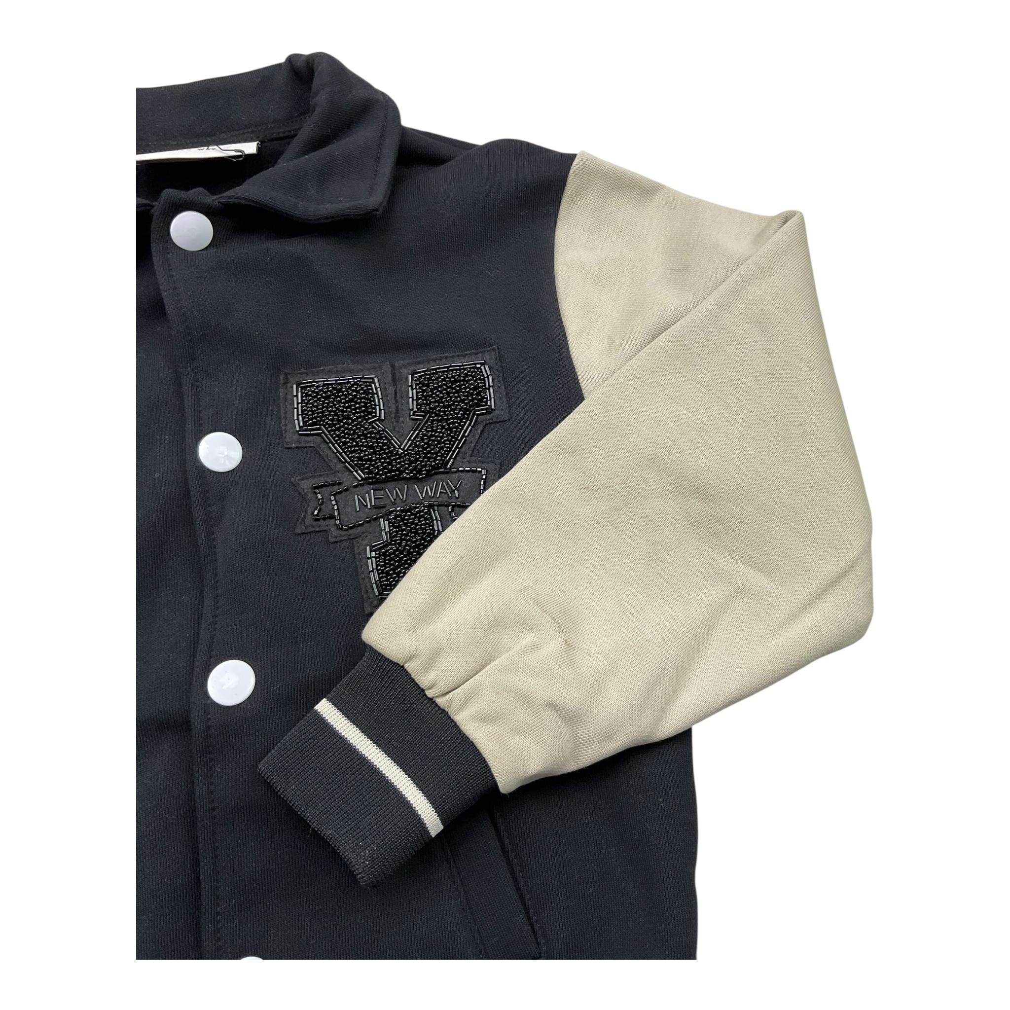 YES LONDON felpa con bottoni tinta unita con maniche in contrasto Nero per Bambino JR5071 NERO YES LONDON 