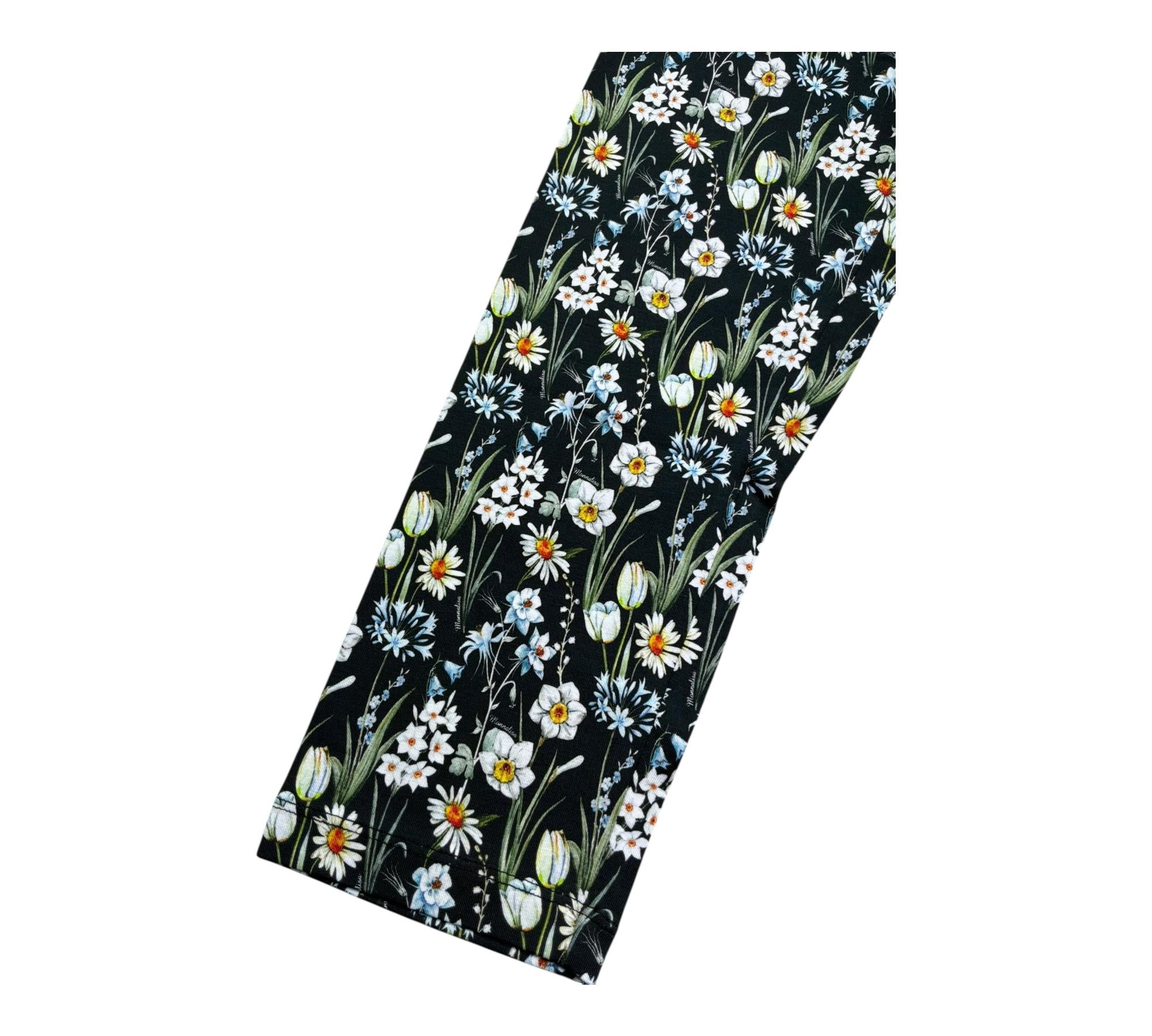 Monnalisa Leggins Tinta Unita Fantasia Floreale per Bambina 413410 NERO MONNALISA 