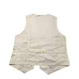Please Gilet Tinta Unita Con Bottoni Beige Per Bambino