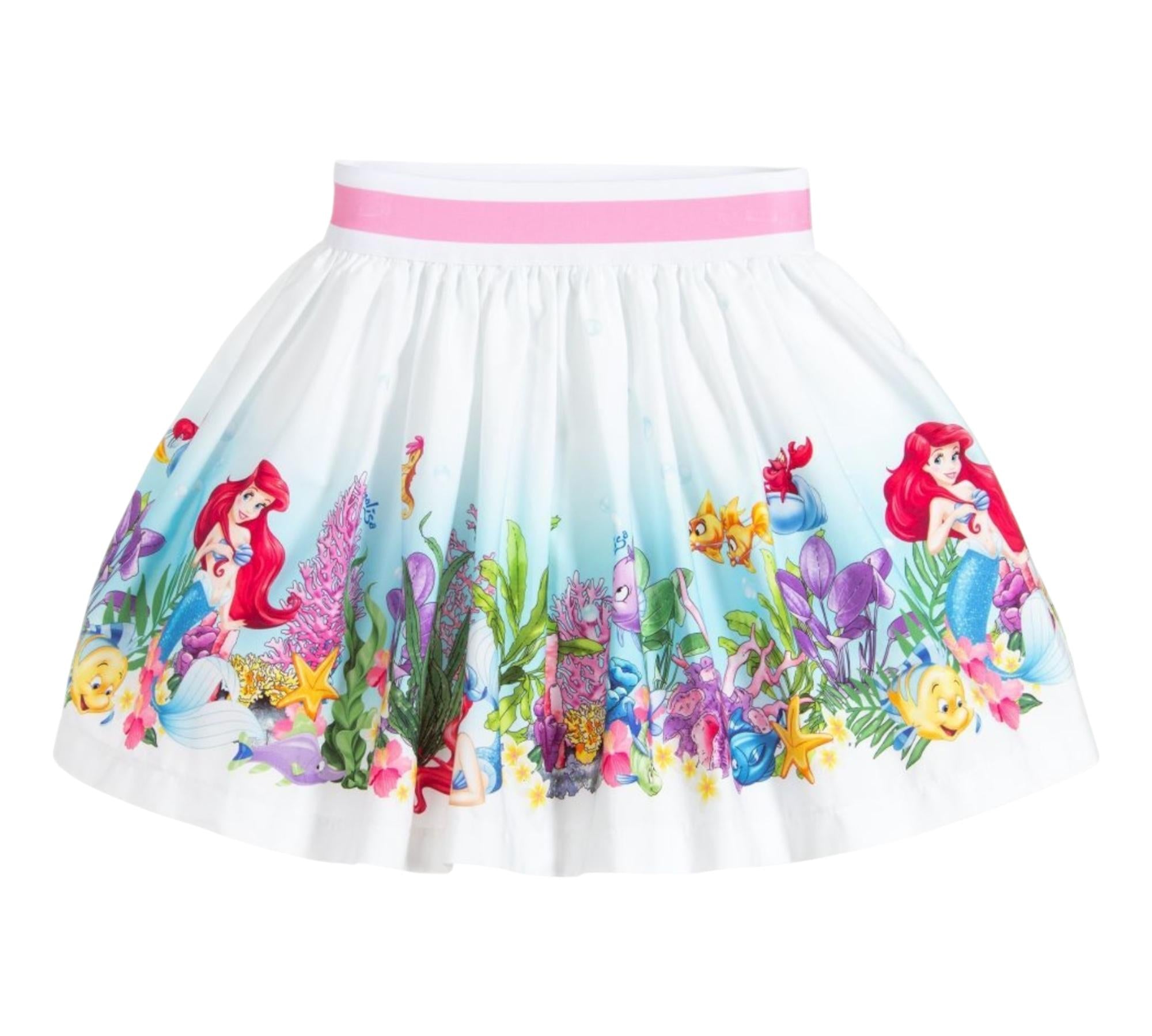 Monnalisa Gonna Tinta Unita Stampa Fantasia Disney per Bambina 113706 BIANCO MONNALISA 