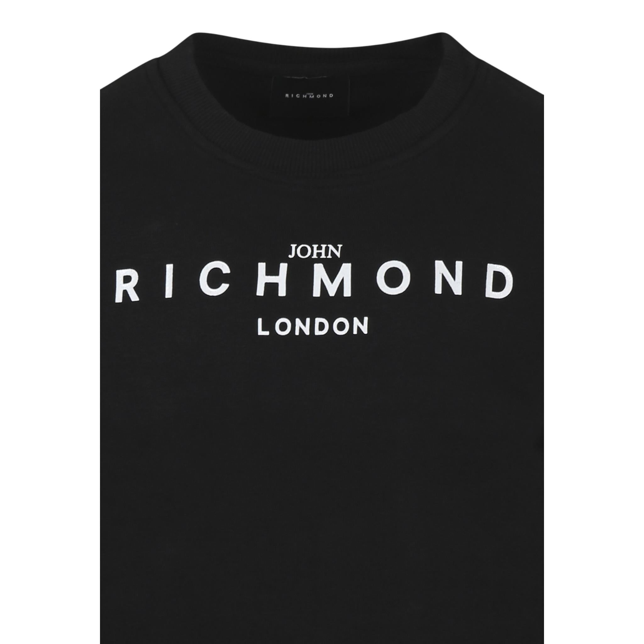 John Richmond Felpa Chiusa Girocollo Tinta Unita con Logo per Bambino RBP25005FE NERO JOHN RICHMOND 