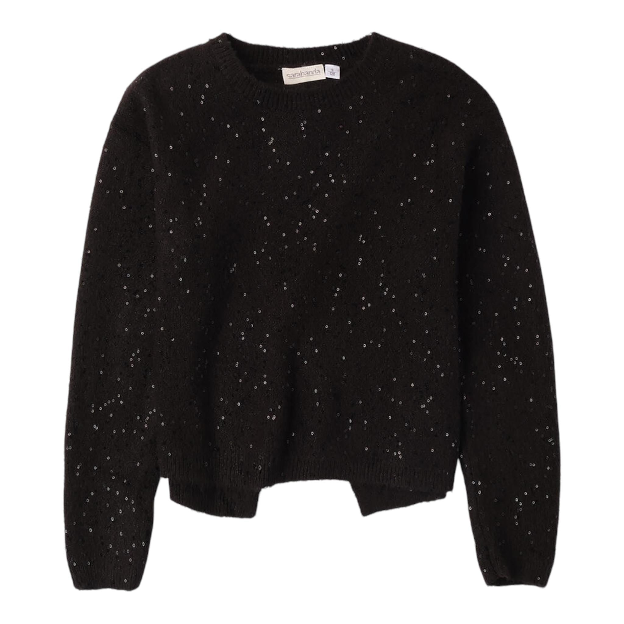 SARABANDA maglia girocollo tinta unita paillettata Nero per Bambina 0A778 NERO SARABANDA 