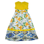 Magnifica Lulu Abito Cerimonia Giromanica Tinta Unita con Stampe per Bambina RUOTAA GIALLO MAGNIFICA LULU 