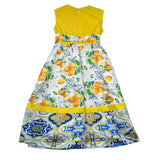 Magnifica Lulu Abito Cerimonia Giromanica Tinta Unita con Stampe per Bambina RUOTAA GIALLO MAGNIFICA LULU 