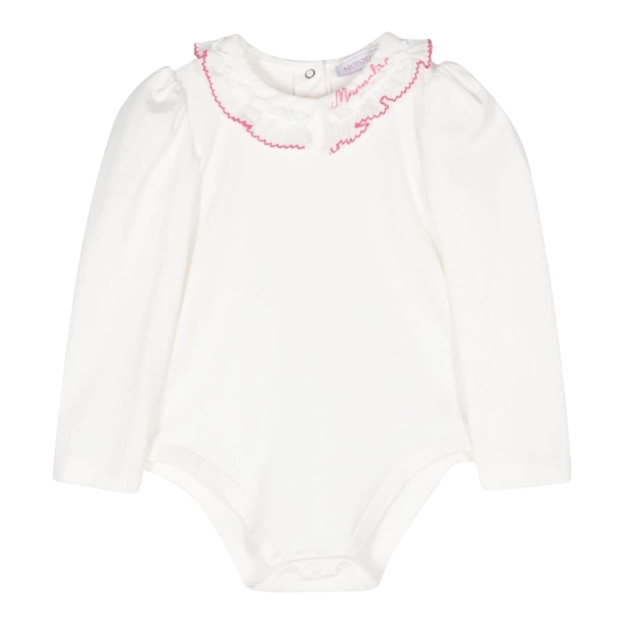 Monnalisa Body Tinta Unita con Colletto per Neonata 37D300 BIANCO MONNALISA 