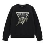 GUESS felpa chiusa girocollo tinta unita con stampa logo Nero per Bambina J4BQ04KAV34 NERO GUESS 