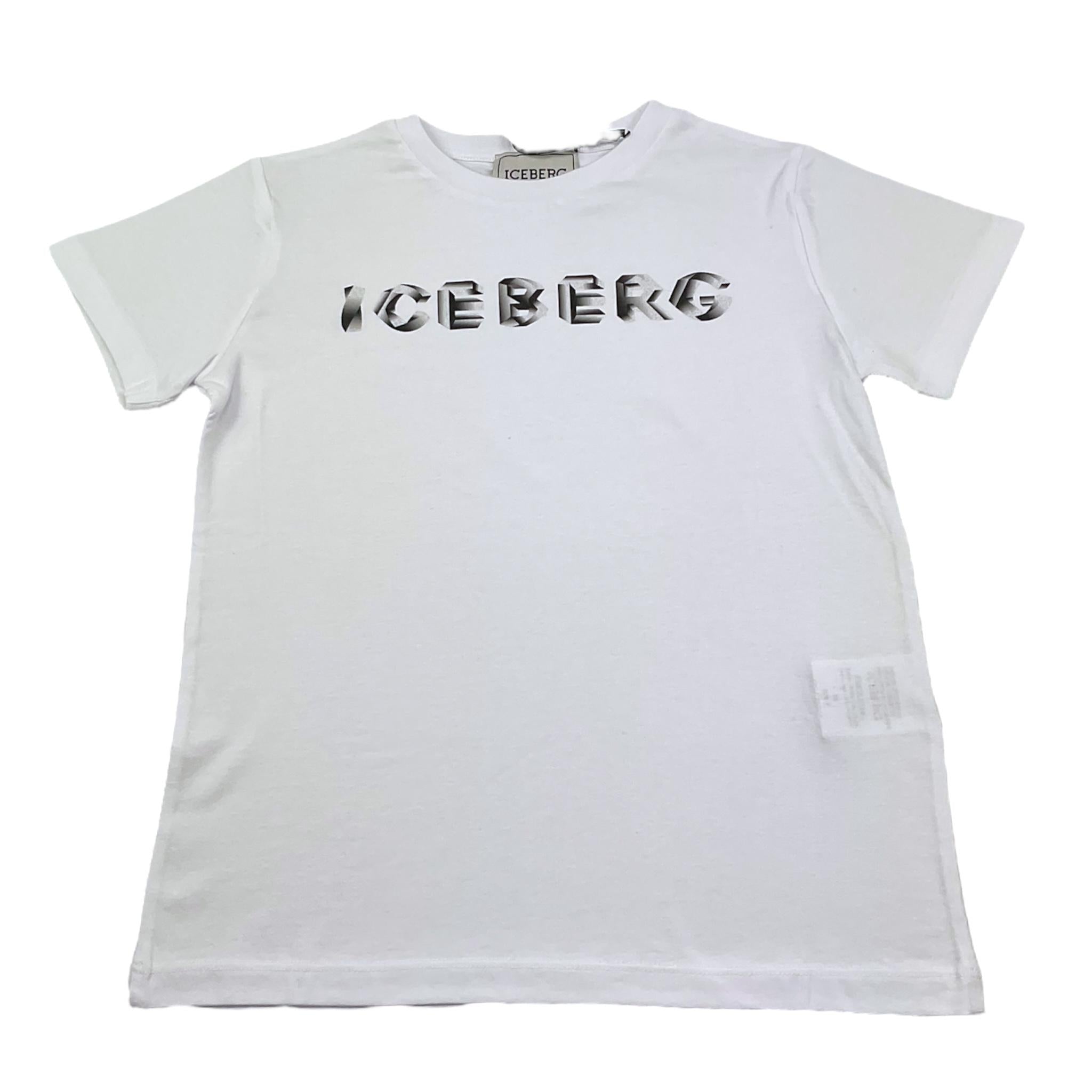 Iceberg T-Shirt Girocollo Tinta Unita con Stampa per Bambino TSICE5108J BIANCO ICEBERG 