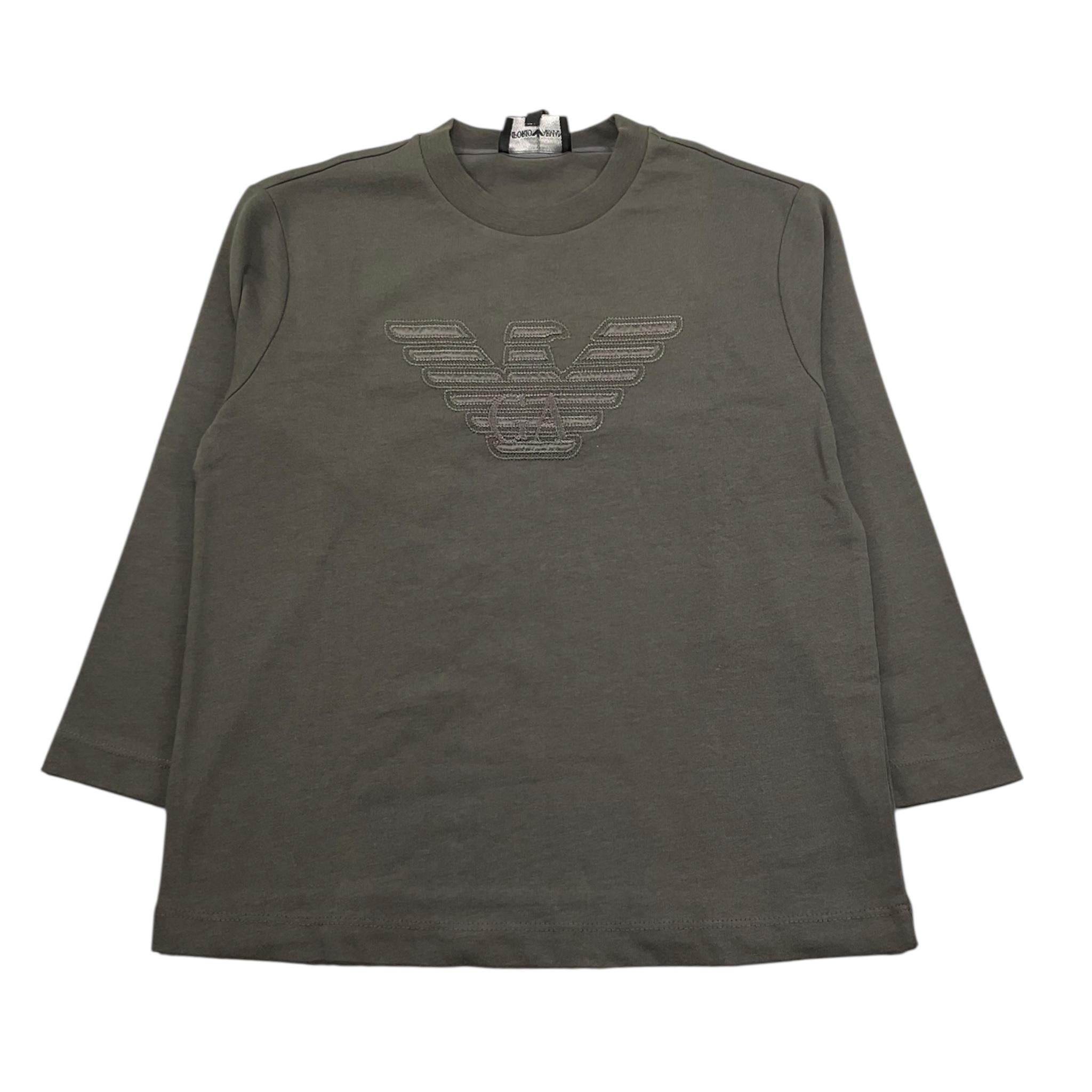 Emporio Armani Shirt Girocollo Tinta Unita con Logo per Bambino 6D4TJC VERDE EMPORIO ARMANI 