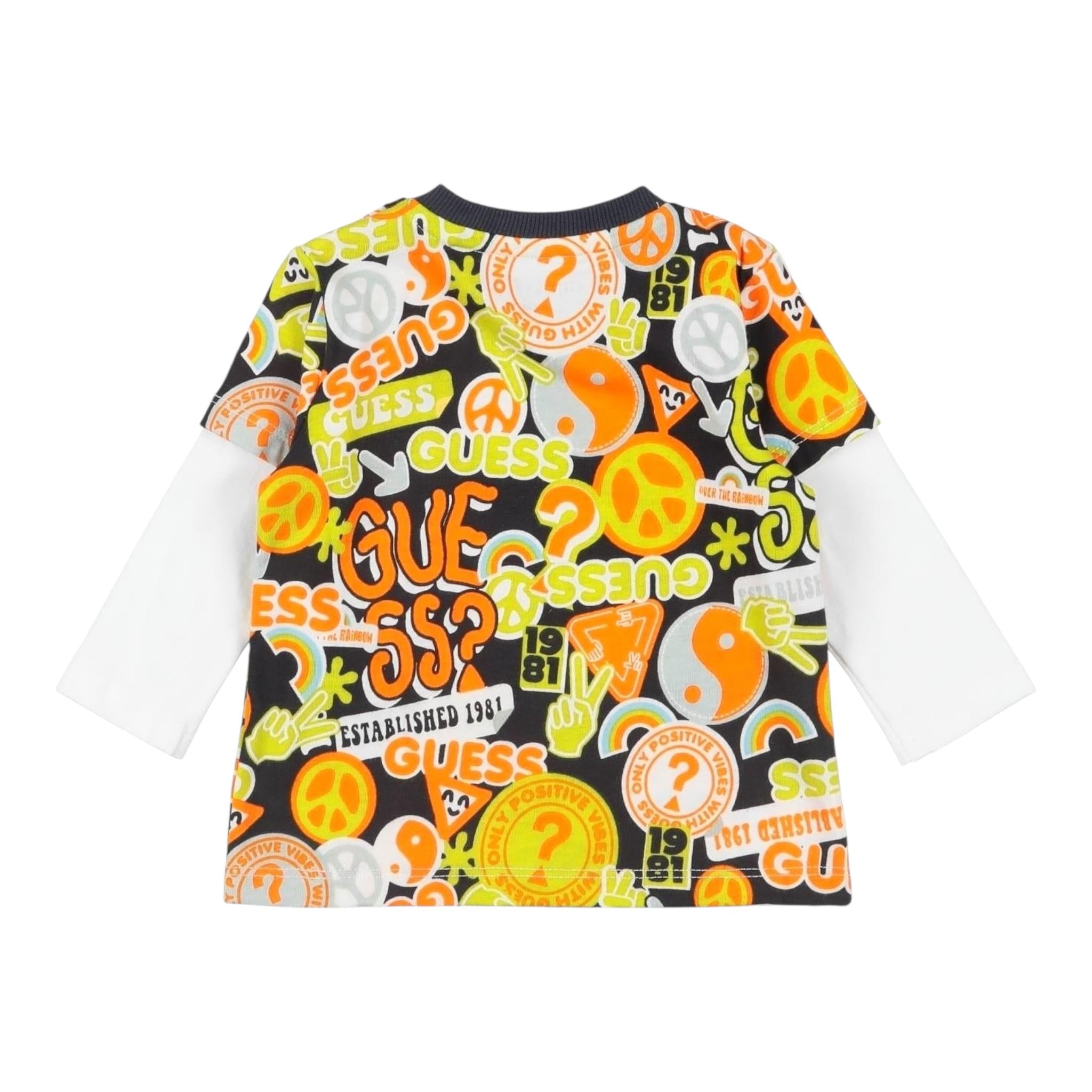 GUESS shirt girocollo stampa fantasia con maniche in contrasto Multicolor per Neonato N3RYI07K8HM3 MULTICOLOR GUESS 