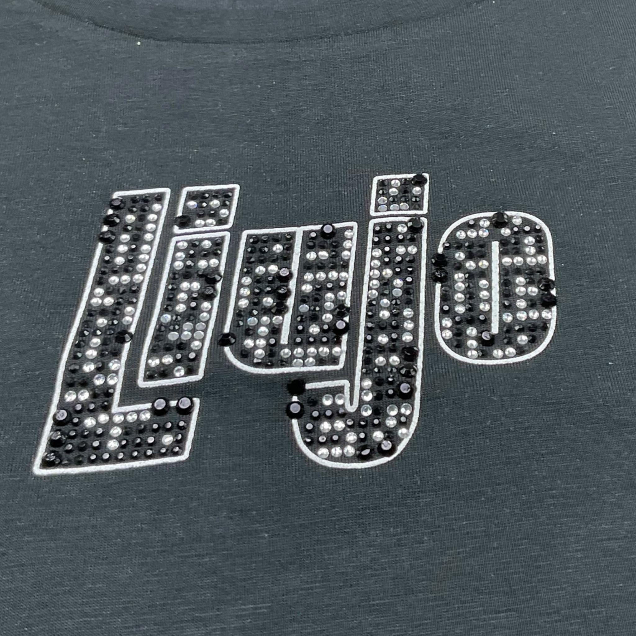 Liu Jo T-Shirt Girocollo Tinta Unita con Brillantini per Bambina GA5019 NERO LIU JO 
