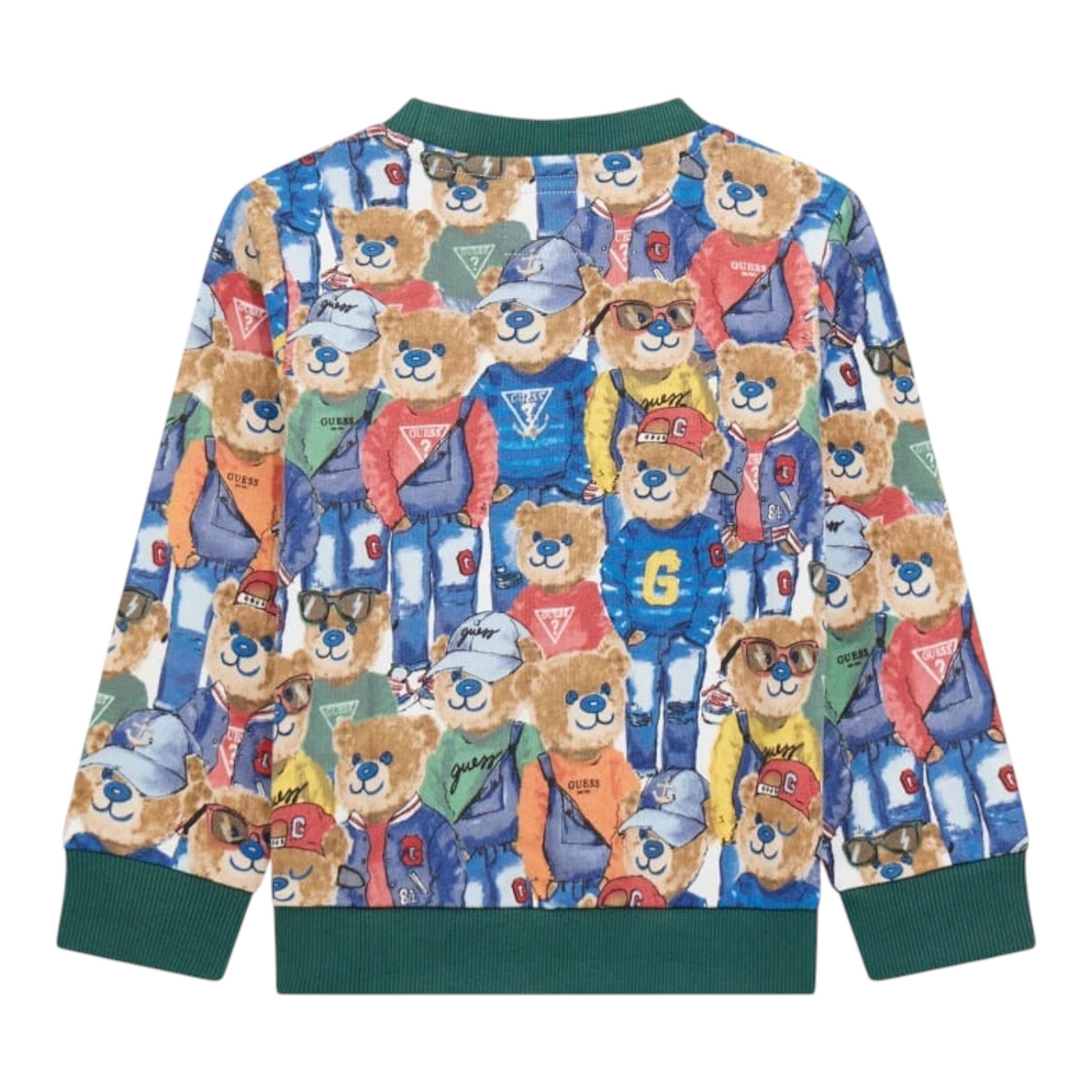 Guess Felpa Tinta Unita Girocollo con Stampa Orsi per Neonato N5RQ03KA6R4 BIANCO GUESS 