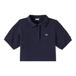 Il Gufo Polo Mezza Manica Tinta Unita Modello Crop per Bambina P25PC095MF032 BLU IL GUFO 