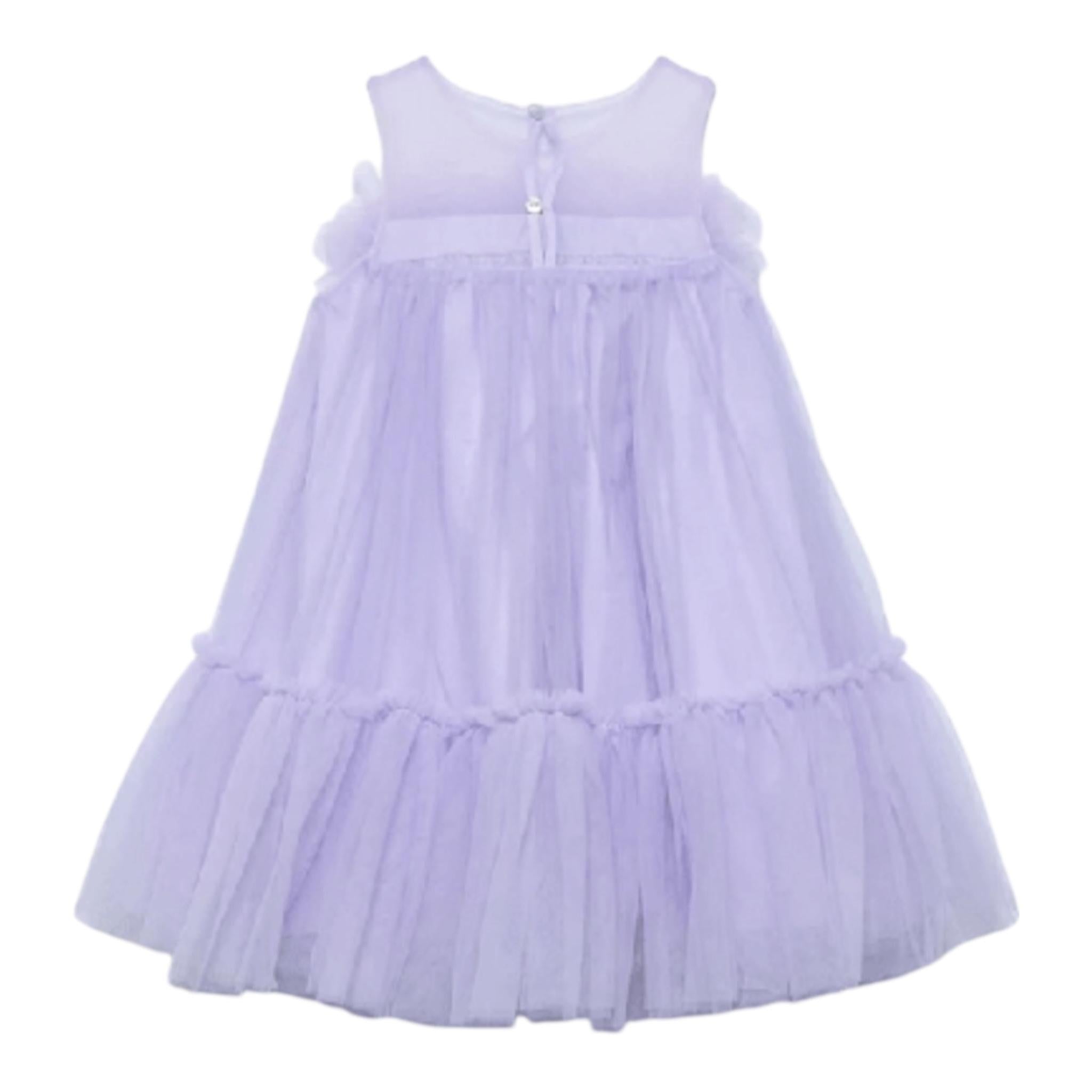 Abel & Lula Abito Tinta Unita Giromanica con Tulle per Bambina 5051X LILLA ABEL & LULA 