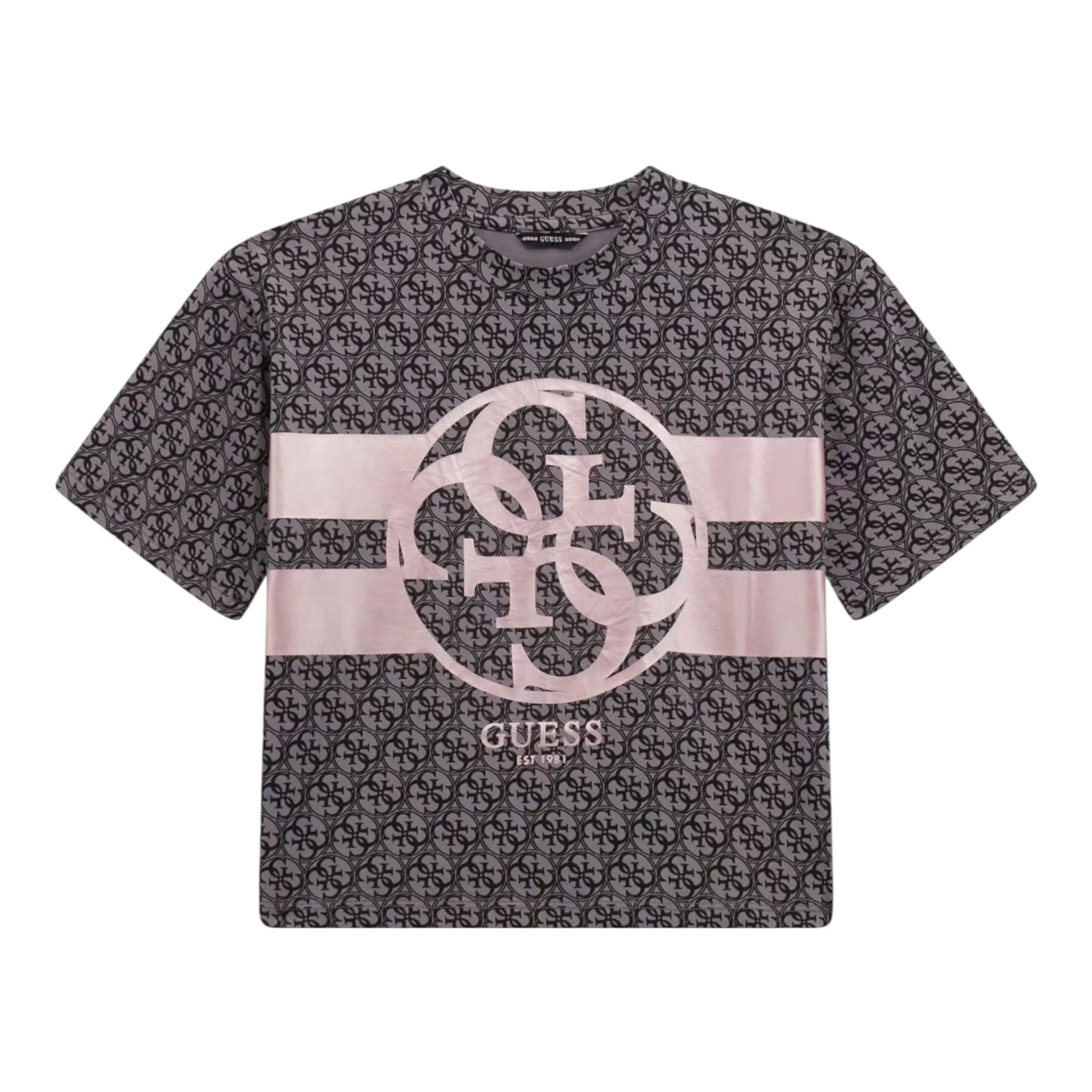 Guess T-Shirt Girocollo Tinta Unita con Stampa per Bambina J5RI04K6YW4 GRIGIO GUESS 