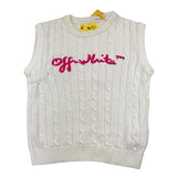 Off-White Gilet Tinta Unita Con Stampa Bianco Per Bambina