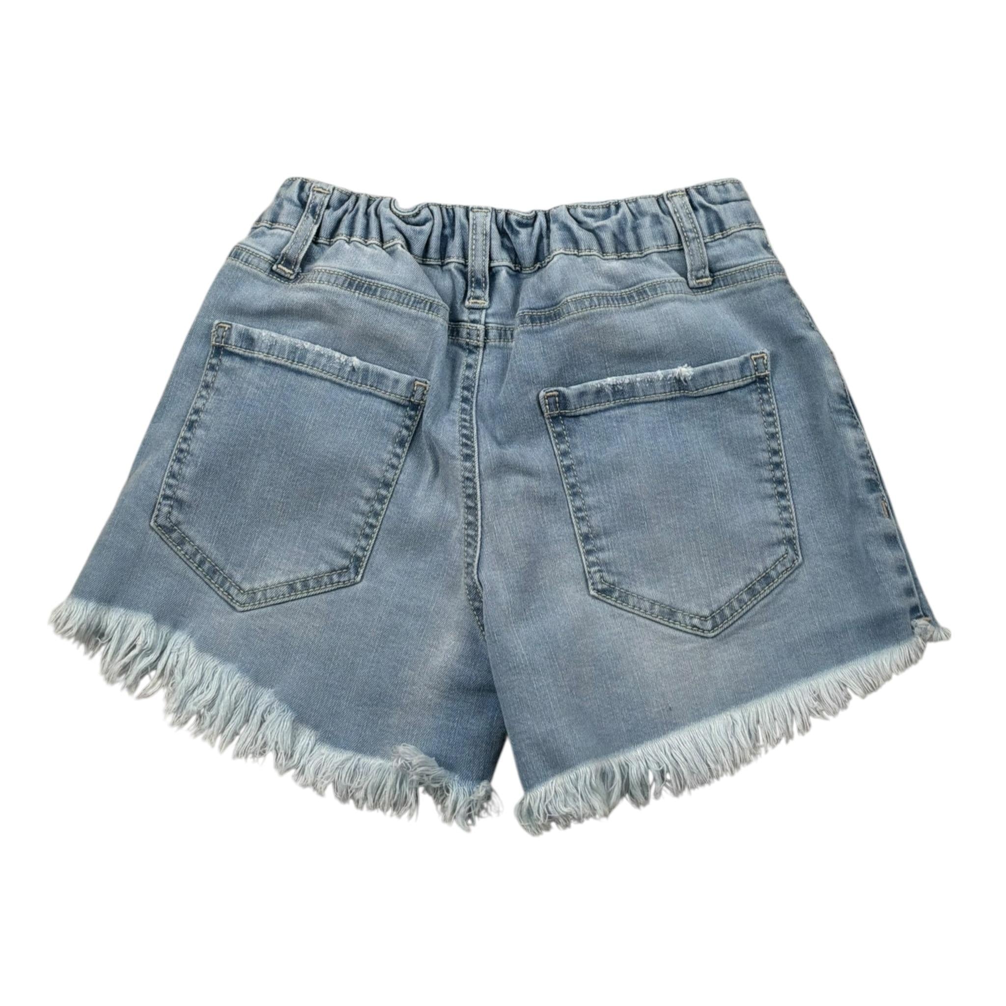 Lu Lu By Miss Grant Short In Denim Tinta Unita con Elastico In Vita per Bambina LL3376 AZZURRO LU LU BY MISS GRANT 