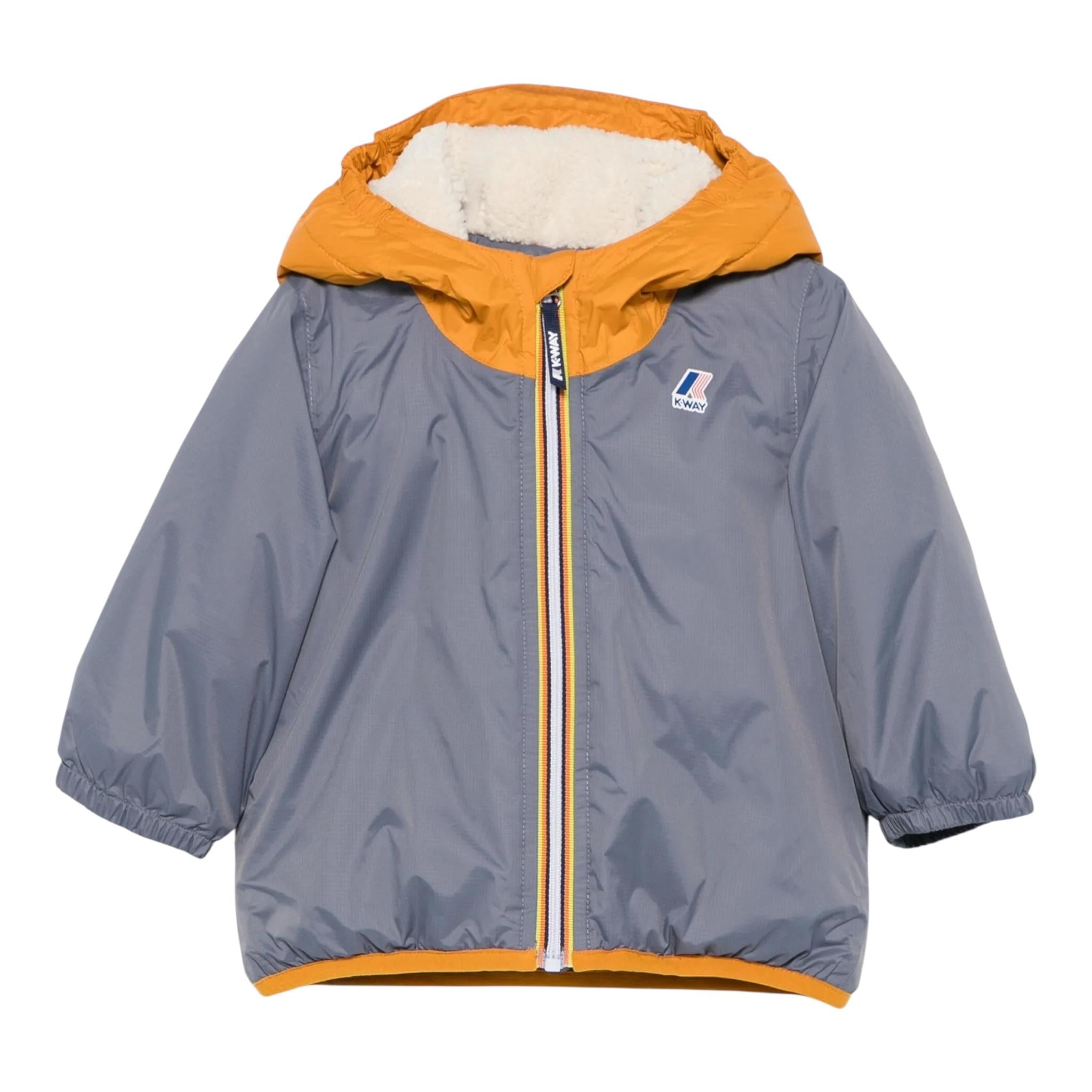 K-WAY giubbino tinta unita con cappuccio in contrasto Grigio per Neonato K61157WXX GRIGIO K-WAY 