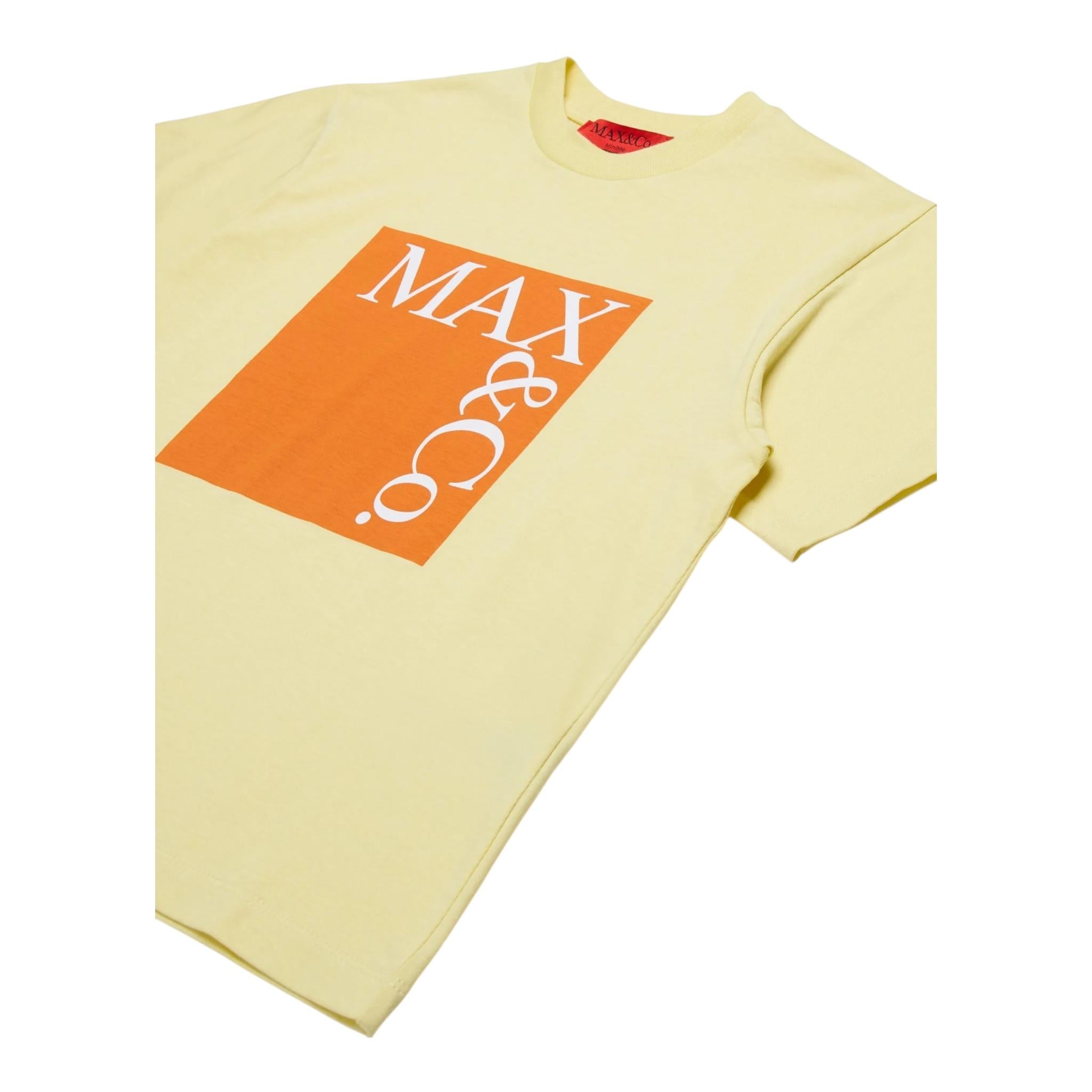 Max Mara T-Shirt Girocollo Tinta Unita con Stampa per Bambina MX0005 GIALLO MAX MARA 