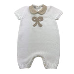 Colibri Pagliaccetto Tinta Unita con Ricami E Colletto In Contrasto per Neonata 6911 BIANCO COLIBRI 