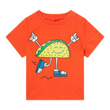 Stella Mccartney T-Shirt Girocollo Tinta Unita Con Stampa In Contrasto Arancione Per Neonato
