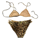 4Giveness Costume 2Pz Tinta Unita Con Fantasia Maculata Slip-Triangolo Marrone Per Bambina