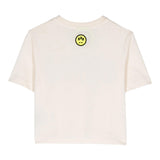 Barrow Kids T-Shirt Modello Crop Tinta Unita Panna Per Bambina